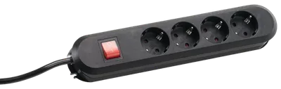 Bachmann Tischsteckdose, 4xDosen(CEE7)->Stecker(CEE7), 1,5m, mit Schalter, Schwarz, SMART