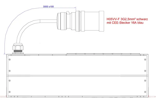 Bachmann PDU, Steckdosen,  8xDosen(C13)-> 1ph Zuleitung 3m, 16A, mit Stecker CEE 16A blau, BN7000