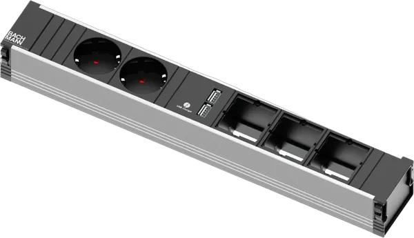 Bachmann CONI Steckdosenleiste 2xSchutzkontaktdosen, 1xUSB Charger 3xCustom Modulaufnahme