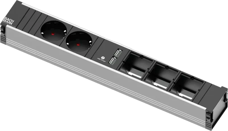 Bachmann CONI Steckdosenleiste 2xSchutzkontaktdosen, 1xUSB Charger 3xCustom Modulaufnahme
