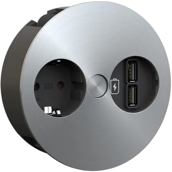 Bachmann TWIST, Steckdose, 1xCEE7/3 1xUSB Charger Edelstahl Optik 2,0m AEH