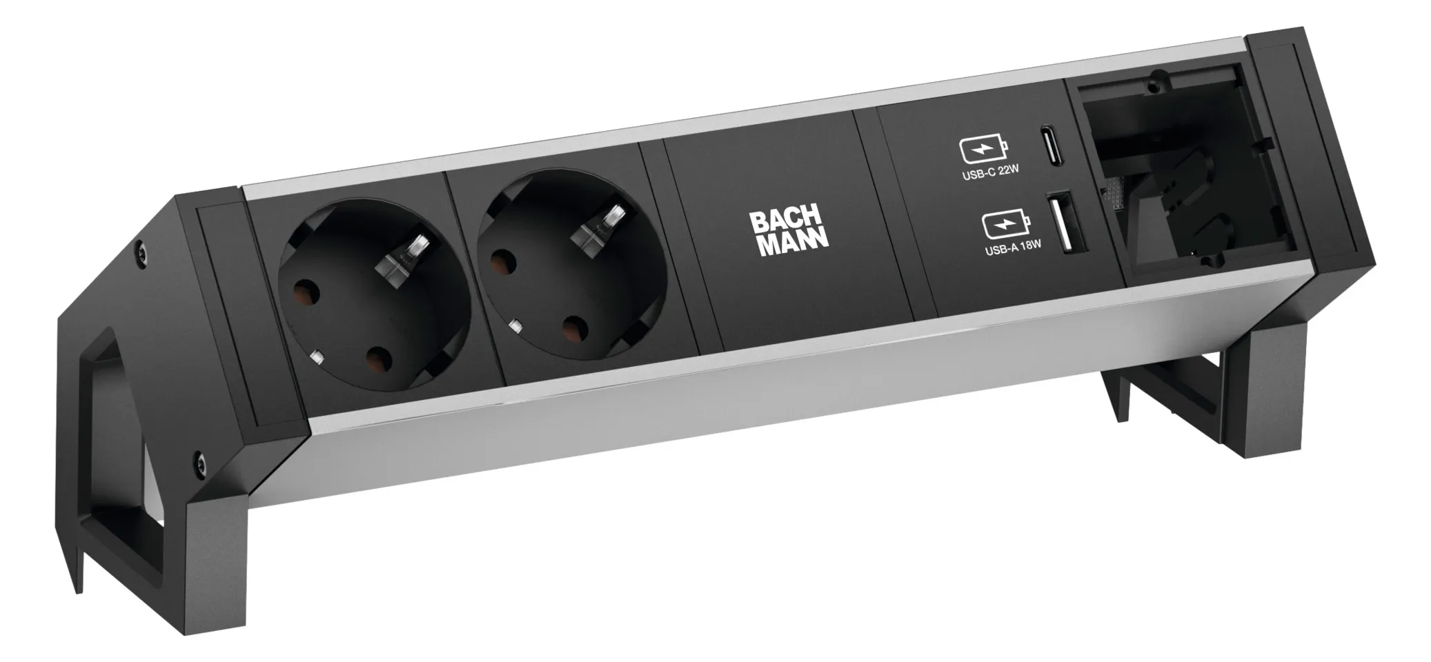 Bachmann Desk2 Steckdosenleiste, 2xDosen(CEE7), 1xCM 1xUSB A&C 22W 0,2m GST18