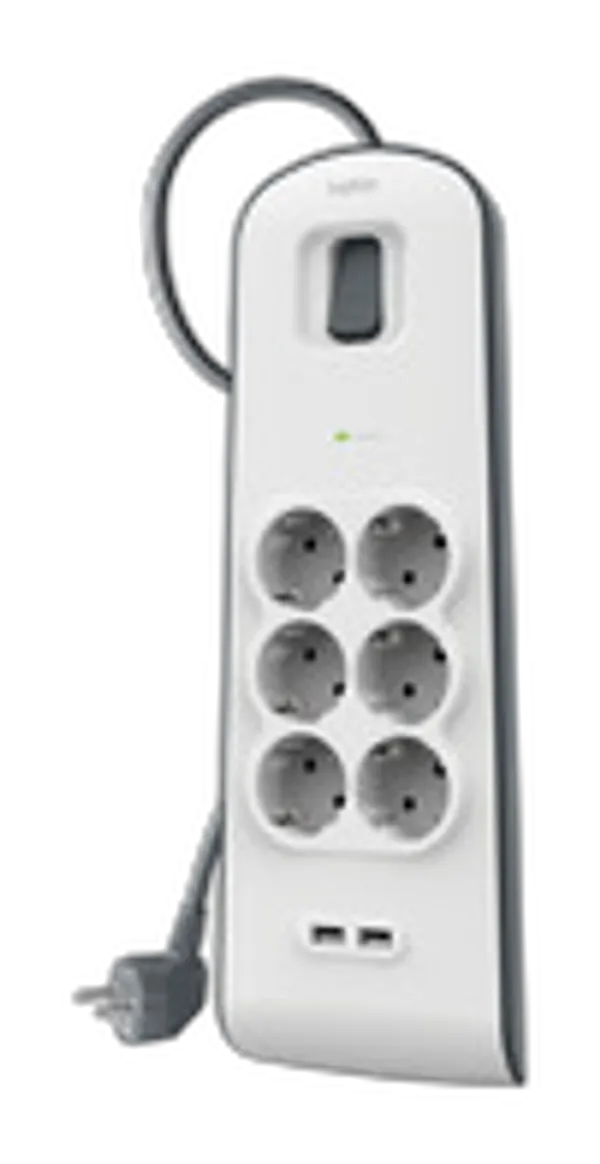 Belkin Steckdosenleiste Überspannungsschutz, 6-Fach, USB, 2 m