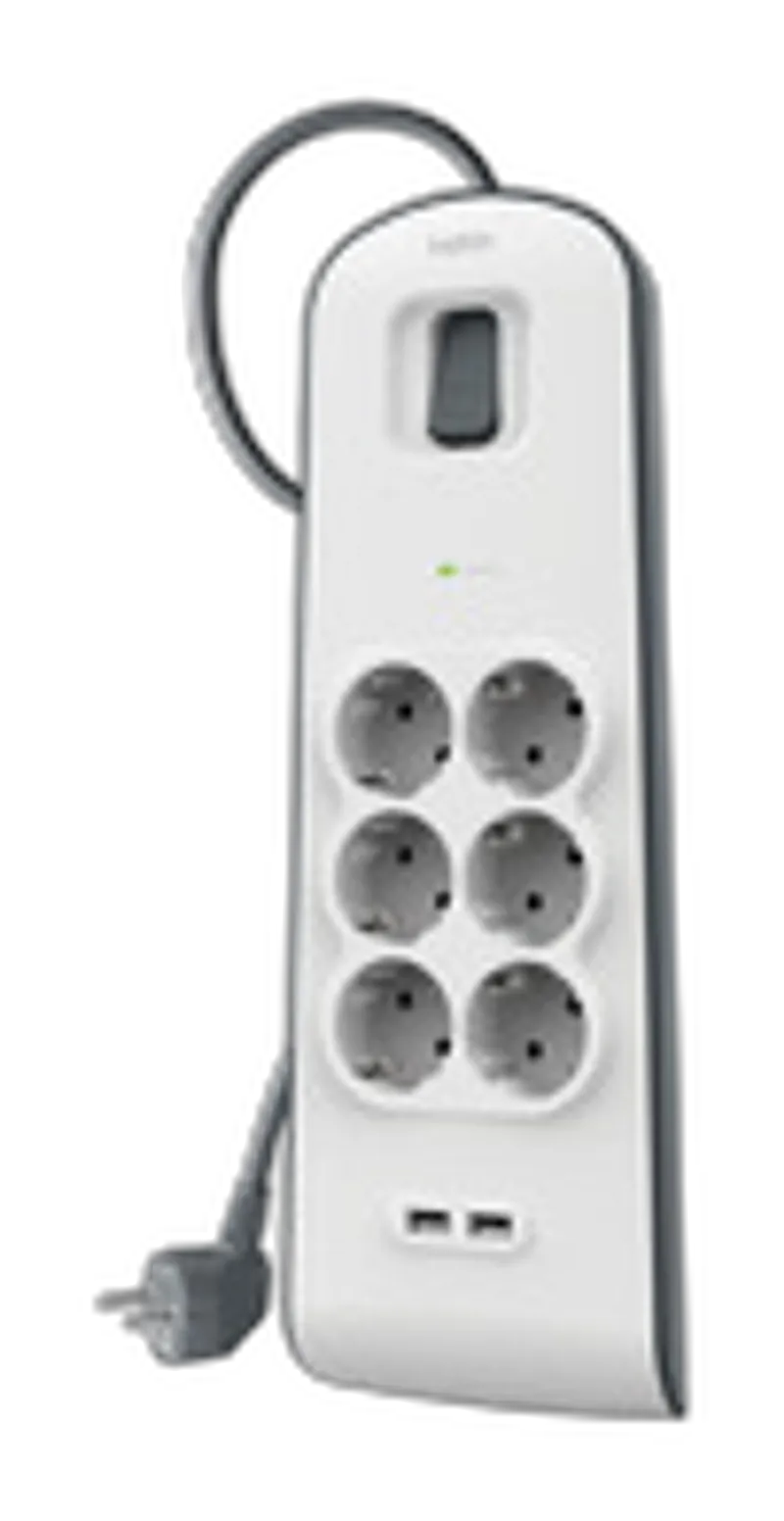 Belkin Steckdosenleiste Überspannungsschutz, 6-Fach, USB, 2 m