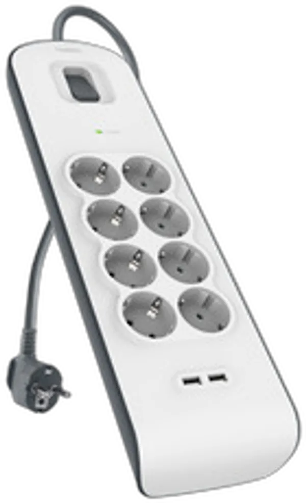 Belkin Steckdosenleiste Überspannungsschutz, 8-Fach, USB, 2 m