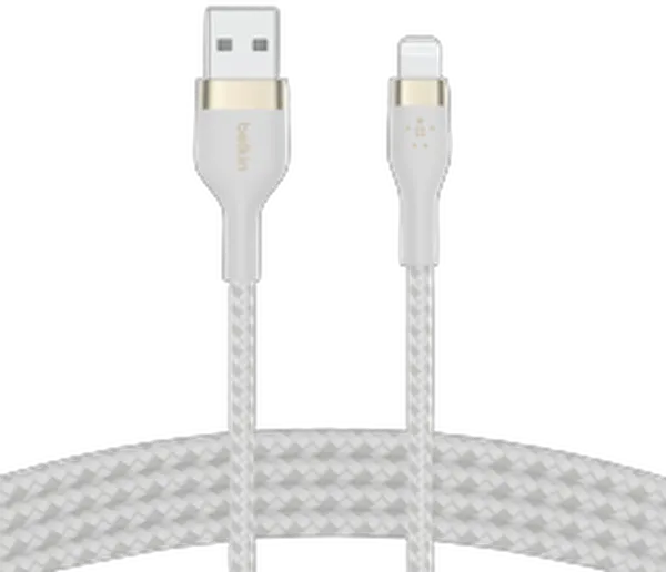 Belkin PRO Flex Lightning/USB-A Kabel, Apple zert., 2m, weiß