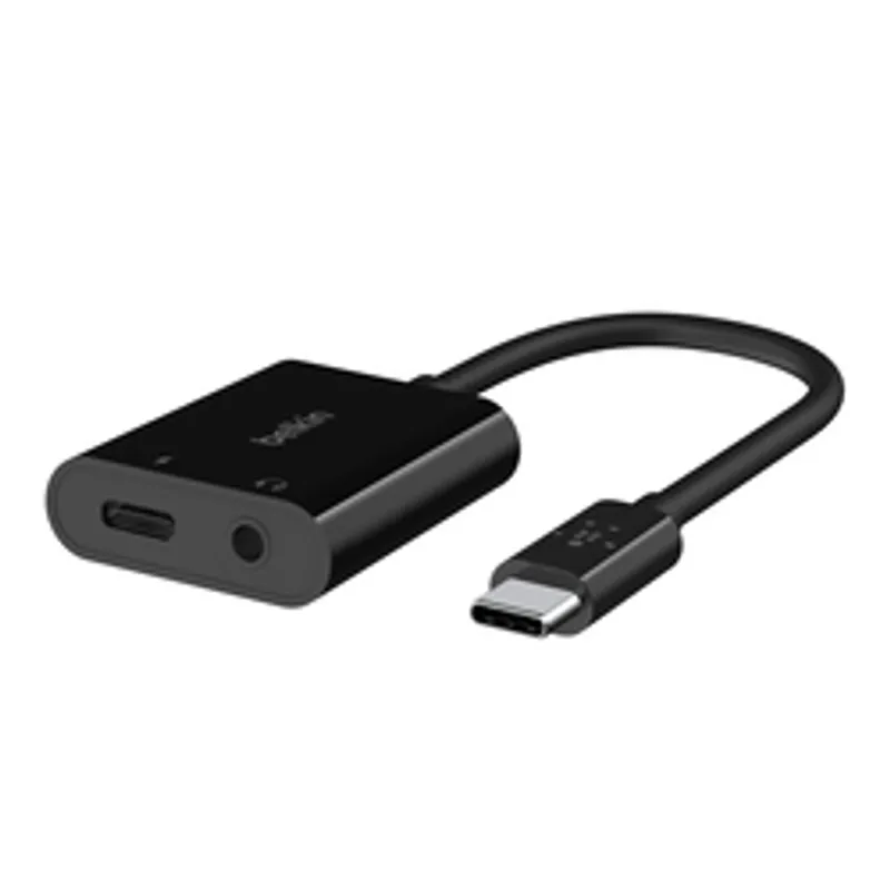 Belkin RockStar 3,5mm-Klinken-Audio- und USB-C-Ladeadapter blk