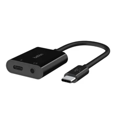 Belkin RockStar 3,5mm-Klinken-Audio- und USB-C-Ladeadapter blk