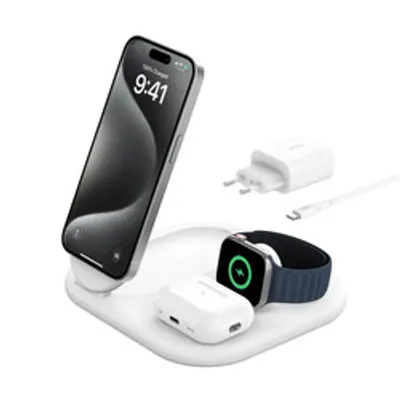Belkin Wireless BOOST CHARGE Qi2 3-in-1 Ladest. 15W weiß