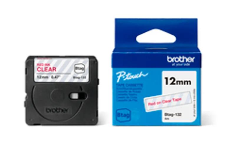 Schriftband Brother 12mmx4m rot/transparent BTAG-132