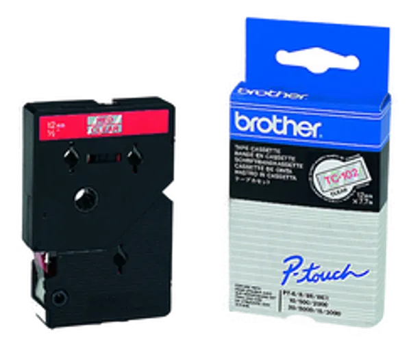 Schriftbandkassette Brother 12mm farblos/rot  TC102