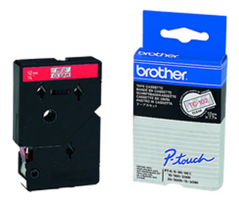 Schriftbandkassette Brother 12mm farblos/rot  TC102