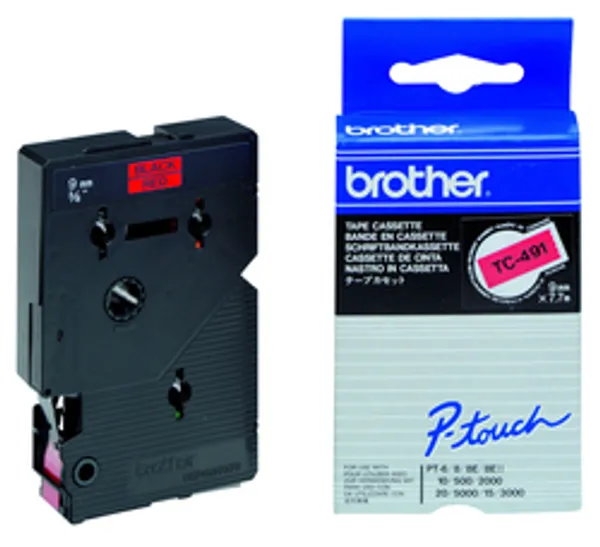 Schriftbandkassette Brother  9mm rot/schwarz  TC491