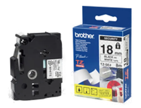 Schriftbandkassette Brother 18mm weiß/schwarz   TZESE4