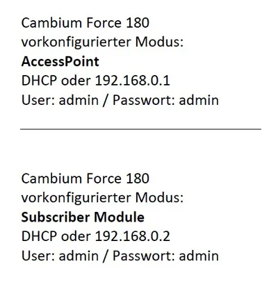 Cambium Networks ePMP Force 180 vorkonfiguriertes Richtfunk-Set mit AccessPoint- und Subscriber-Modul-Einstellungen auf Cambium Networks ePMP Force 180 vorkonfiguriertes Richtfunk-Set mit AccessPoint- und Subscriber-Modul-Einstellungen auf