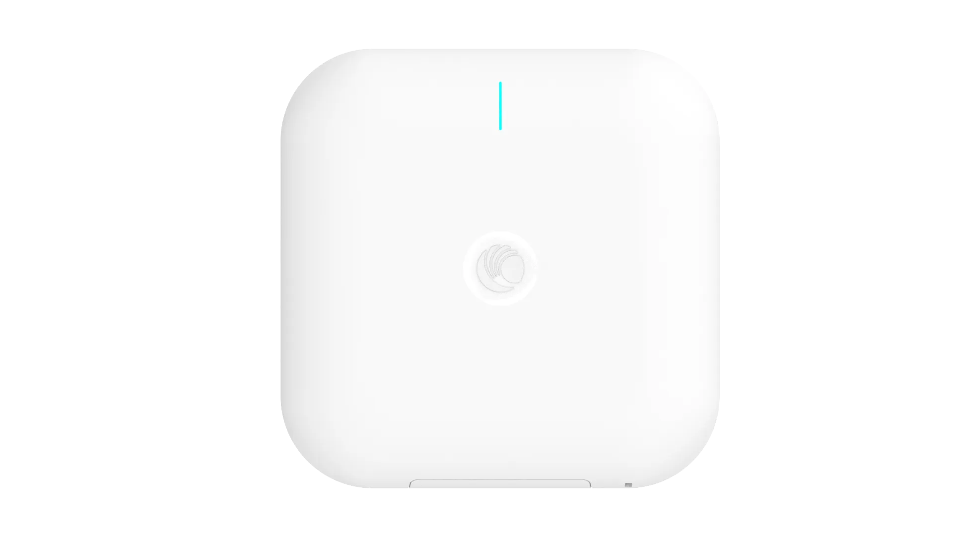 Weißer quadratischer Cambium Networks XV3-8 WLAN-6-Access-Point mit abgerundeten Ecken, zentralem Logo, blauer LED-Anzeige Weißer quadratischer Cambium Networks XV3-8 WLAN-6-Access-Point mit abgerundeten Ecken, zentralem Logo, blauer LED-Anzeige