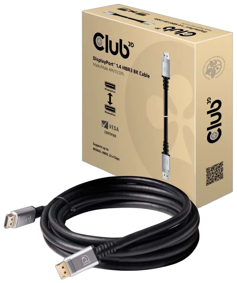 Club3D DisplayPort-Kabel 1.4 HBR3 32,4Gb/s 4m 8K60Hz St/St retail Club3D DisplayPort-Kabel 1.4 HBR3 32,4Gb/s 4m 8K60Hz St/St retail