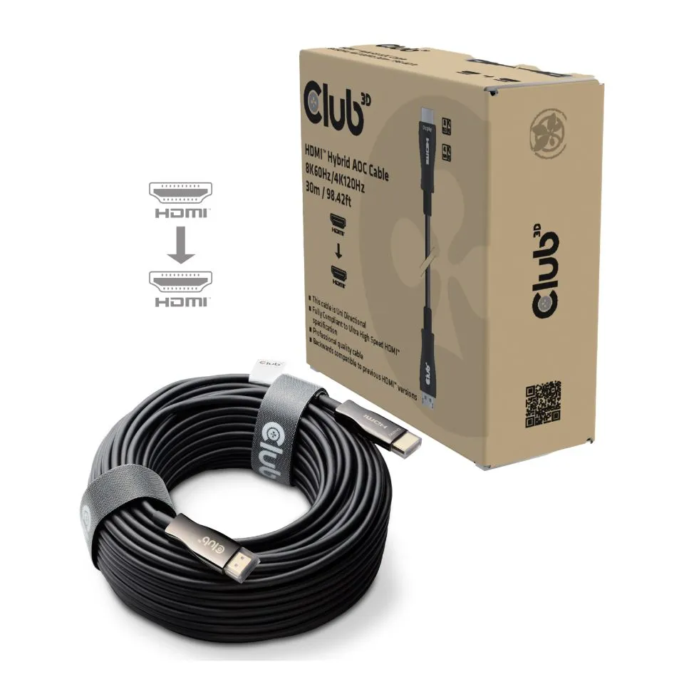 Club3D HDMI-Kabel A -> A 2.1 aktiv opt. 8K60Hz UHD 30 Meter retail Club3D HDMI-Kabel A -> A 2.1 aktiv opt. 8K60Hz UHD 30 Meter retail