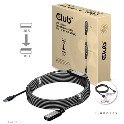 Club3D USB 3.2 A Verlängerungskabel 10m aktiv 5 Gbps St/Bu retail