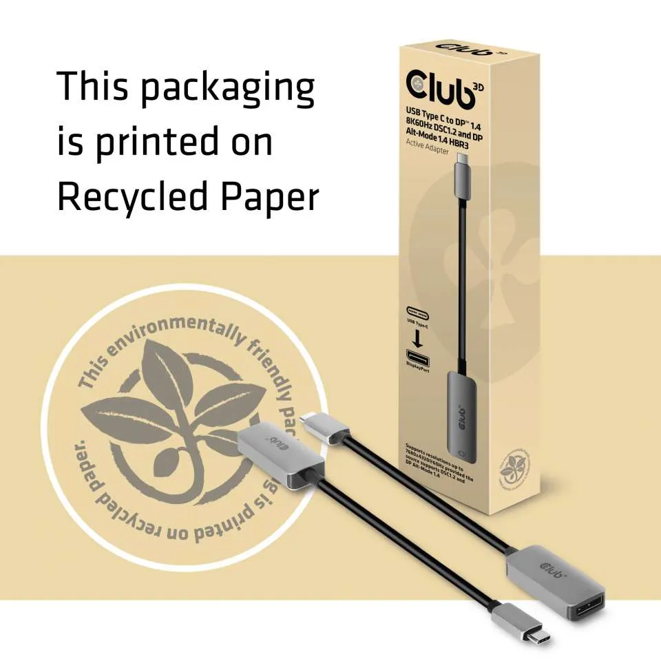 Club3D Adapter USB 3.2 Typ C > DP 1.4 8K60Hz HDR aktiv St/Bu retail