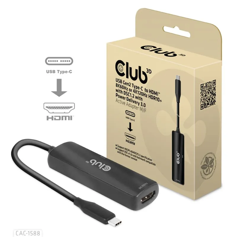 Club3D Adapter USB 3.2 Typ C > HDMI 2.1 HDR10 8K60Hz aktiv retail
