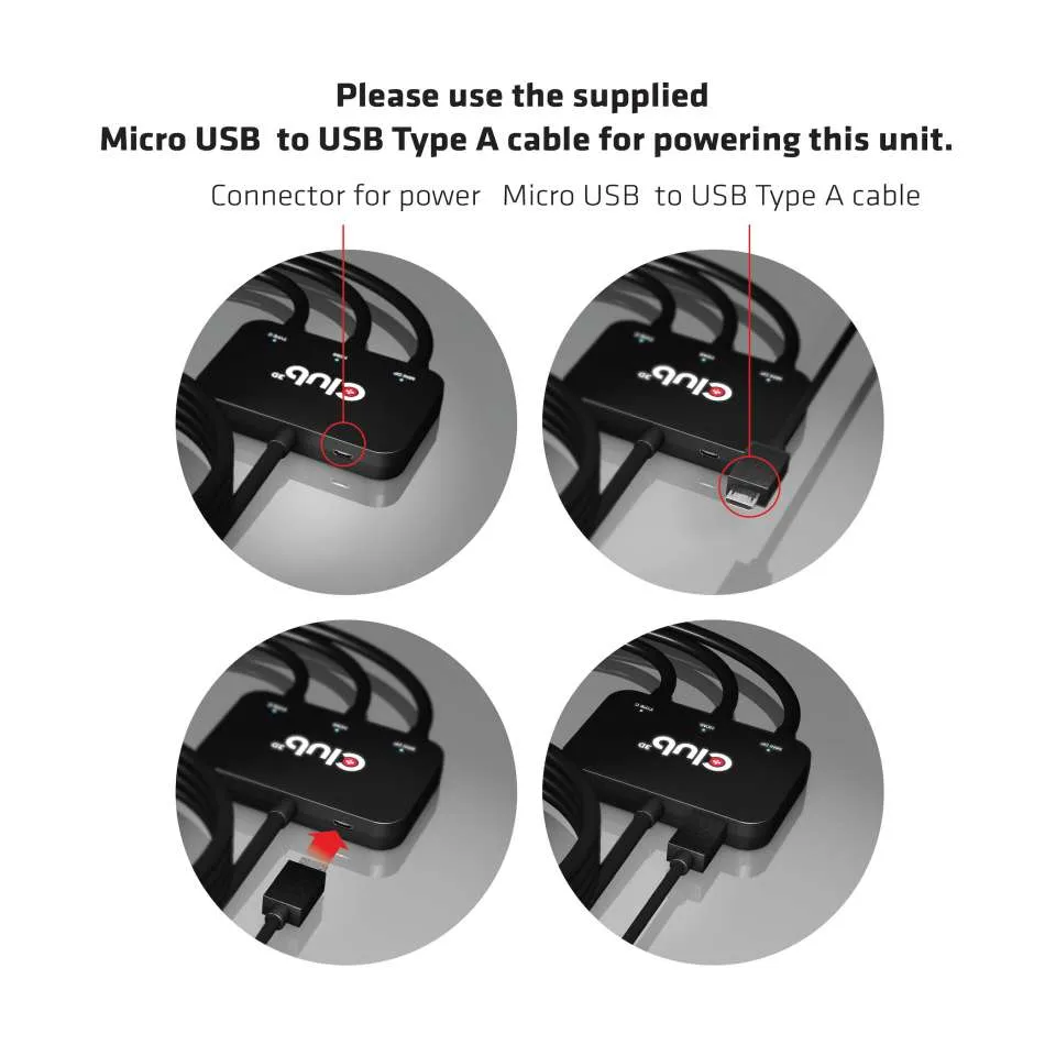 Adapter USB-C + HDMI + Mini DisplayPort 1.2 => HDMI 4K60Hz HDR *Club3D* Aktiv 32 AWG