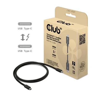 Club3D Kabel Thunderbolt5 zertifi. 8K240Hz/ 80/120Gbps 1m retail