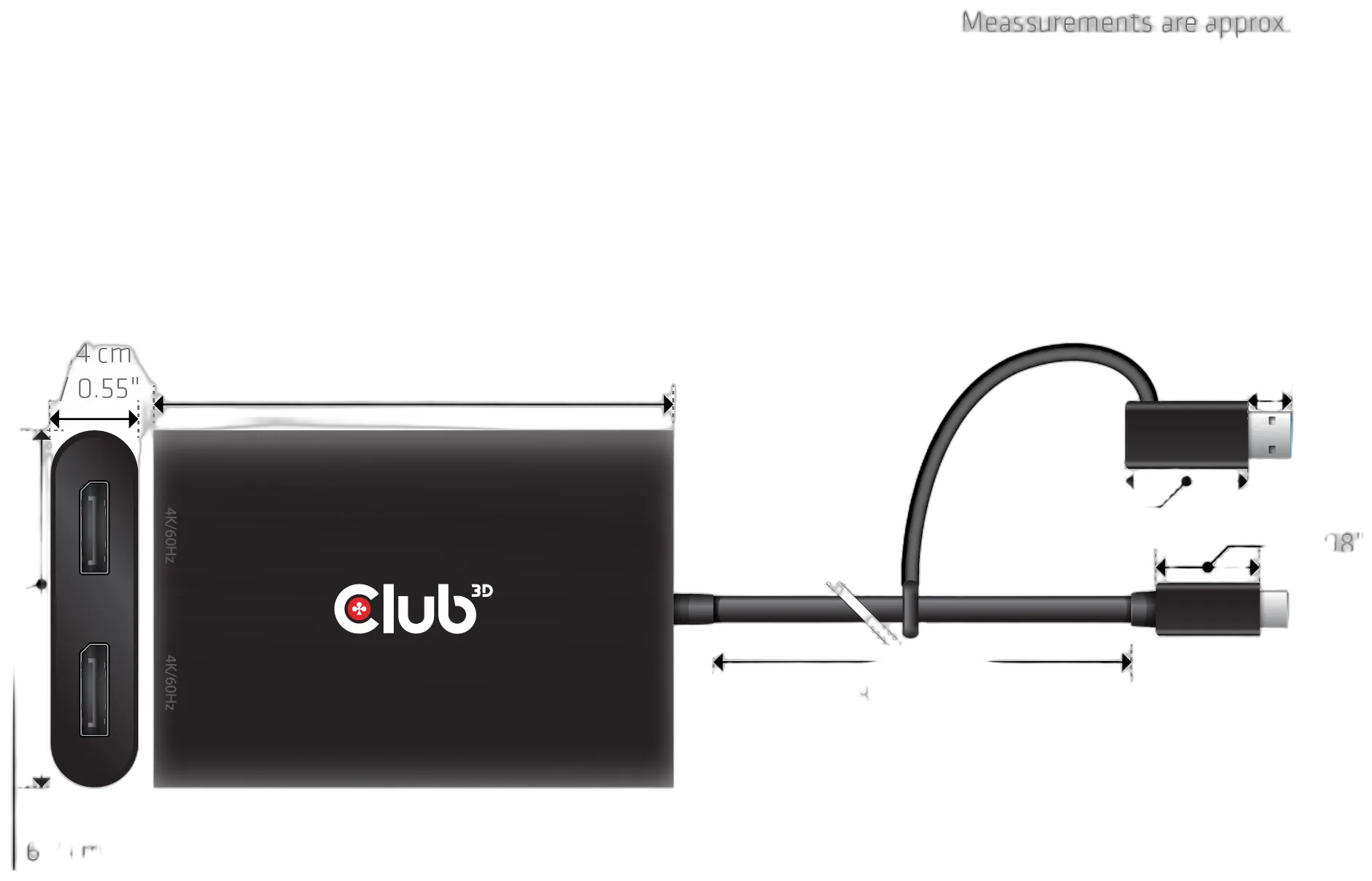 Club3D Adapter USB-C (USB A Adapter) > 2x DP 4K@60Hz St/Bu retail Club3D Adapter USB-C (USB A Adapter) > 2x DP 4K@60Hz St/Bu retail