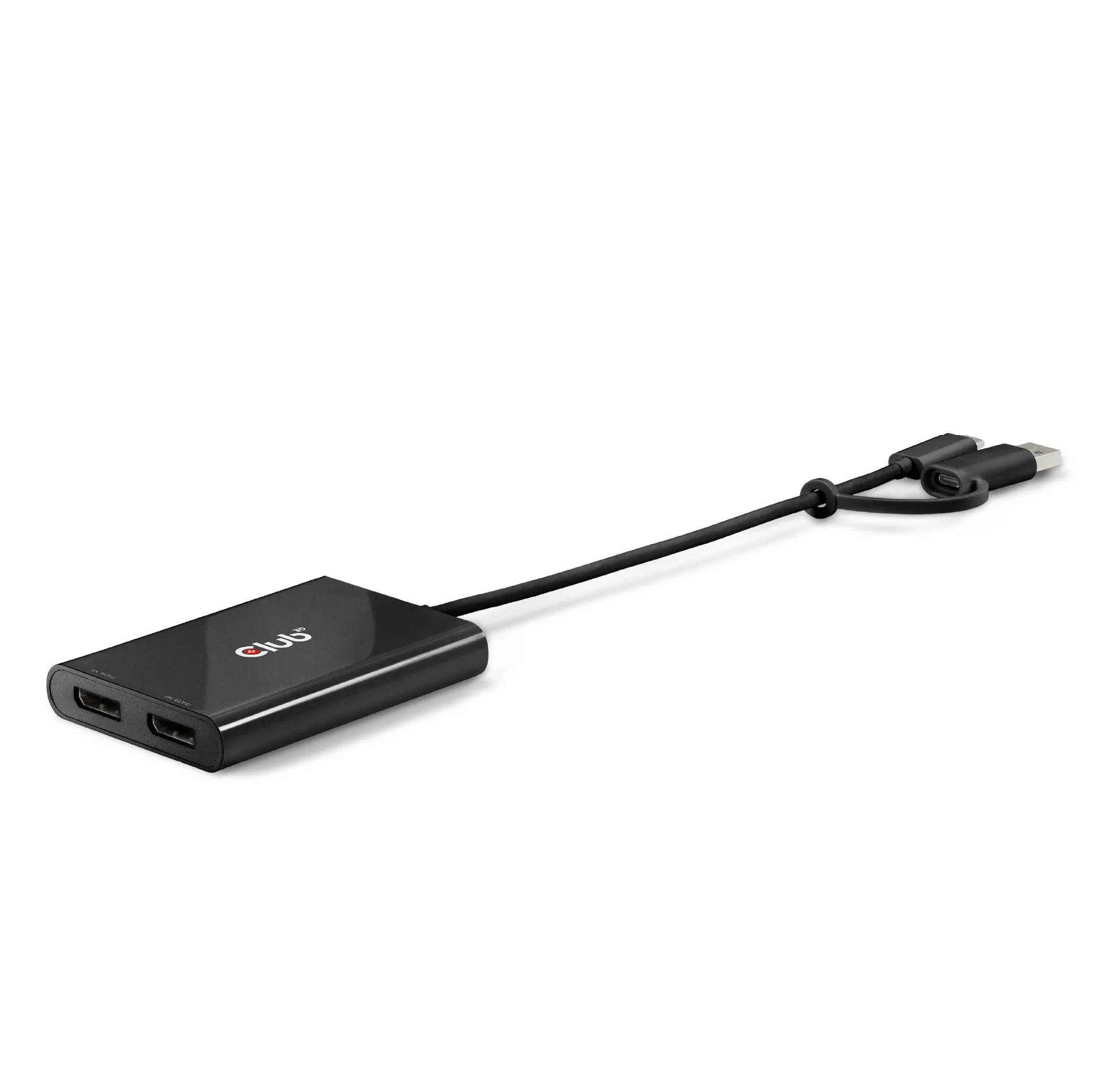 Club3D Adapter USB-C (USB A Adapter) > 2x DP 4K@60Hz St/Bu retail Club3D Adapter USB-C (USB A Adapter) > 2x DP 4K@60Hz St/Bu retail