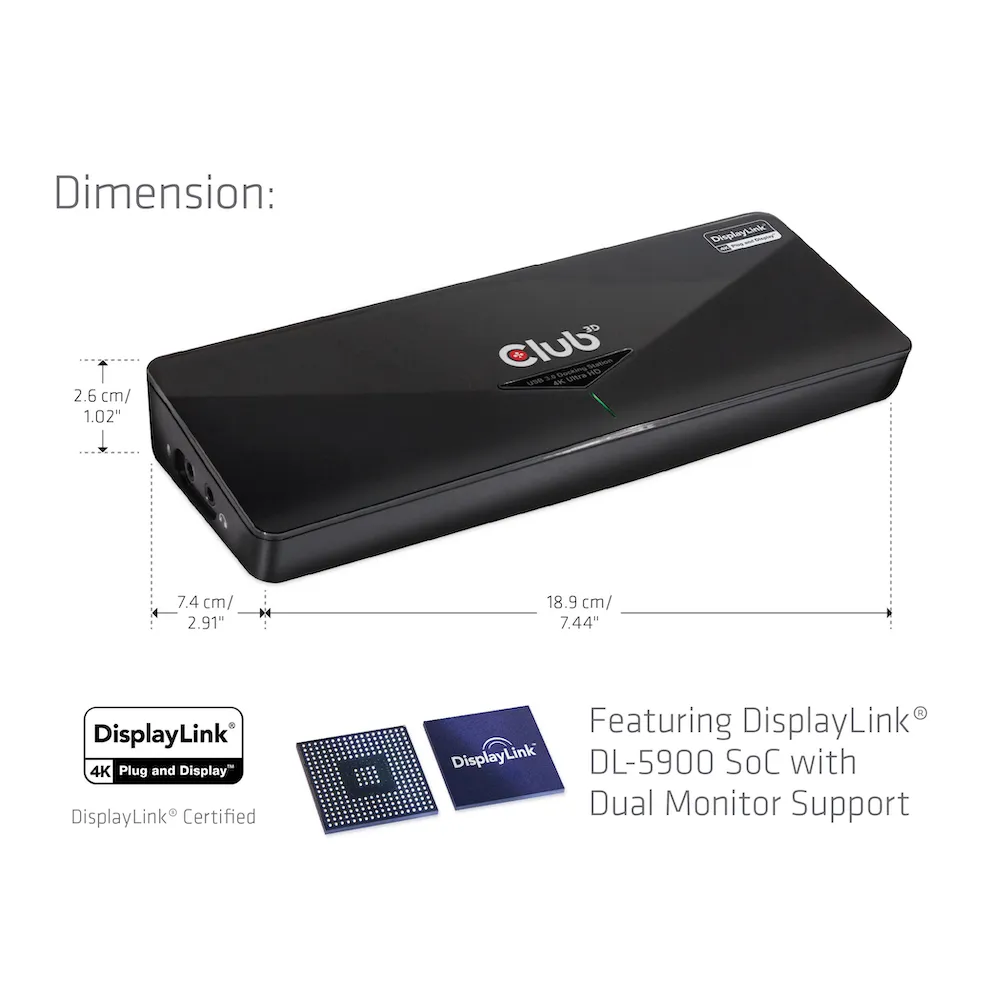Club3D 4K Dockingstation USB3 ->3xUSB3/HDMI/DP/DVI/ black retail Club3D 4K Dockingstation USB3 ->3xUSB3/HDMI/DP/DVI/ black retail