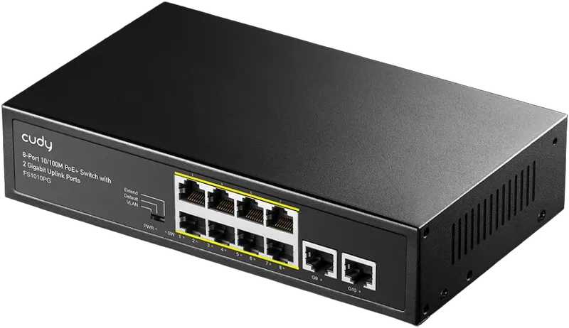 Cudy 8-Port 10/100M PoE+ Switch with 2 Gigabit Uplink Ports 120W Unmanaged