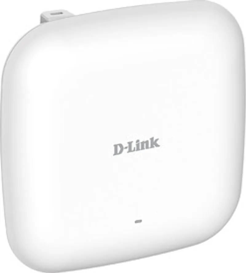 Punto de acceso D-Link DAP-2662 AC1200 dual band PoE, dispositivo blanco cuadrado con esquinas redondeadas, logo D-Link y