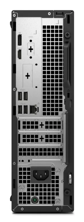 Dell 66DX1 Pro Slim PC rear view showing USB, HDMI ports, power socket, and ventilation grille for office or home setup.