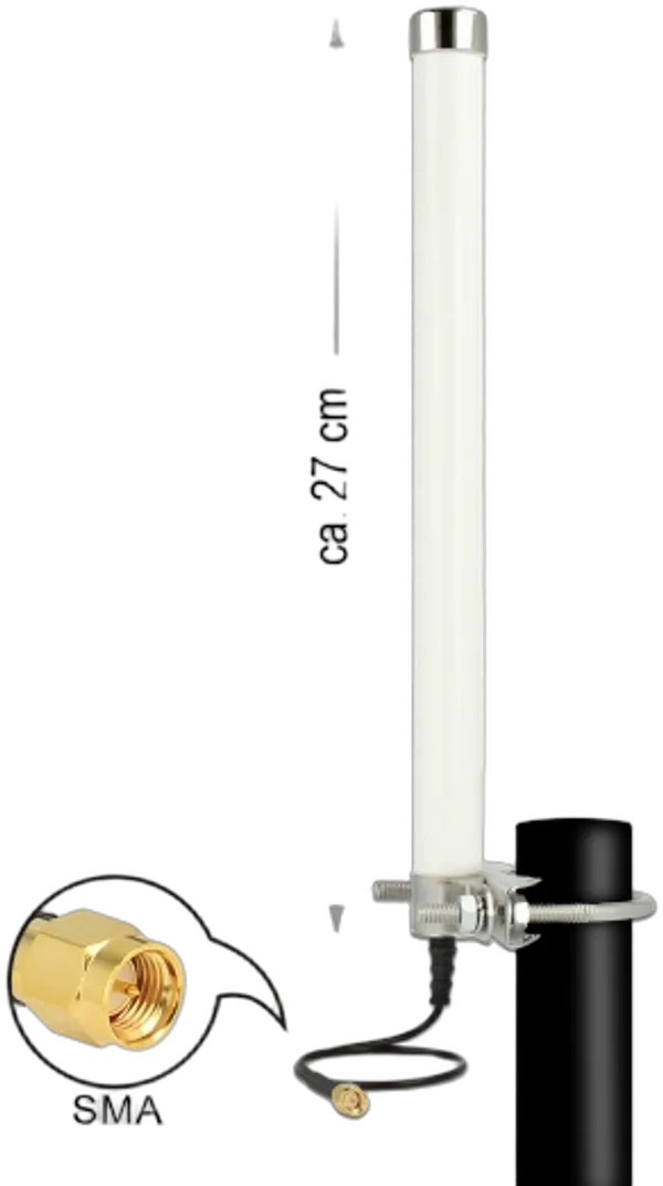 DELOCK LTE-Antenne  SMA 6,0-8,0dBi starr outdoor Masthalte