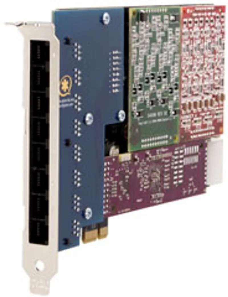 Carte d'extension Digium PCIe 8 ports hybride 4BRI 4FXS avec connecteur doré, support métallique à 8 ports RJ45 et circuits