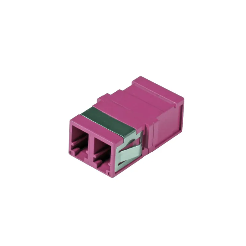 Raccord fibre optique duplex violet LWL-Kupplung LC/LC multimode 50/125 µm avec deux ports carrés, clip de verrouillage