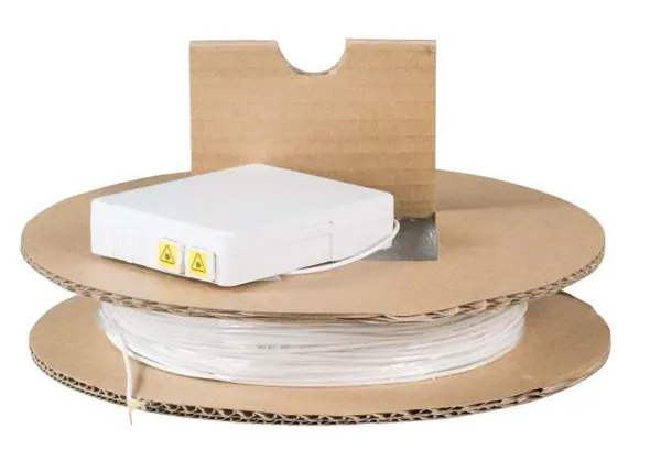 LWL-FTTH-Compact Box vorkonfektioniert, 2xLC/APC(duplex) -> open End, 70m, 9/125u, G.657.A2