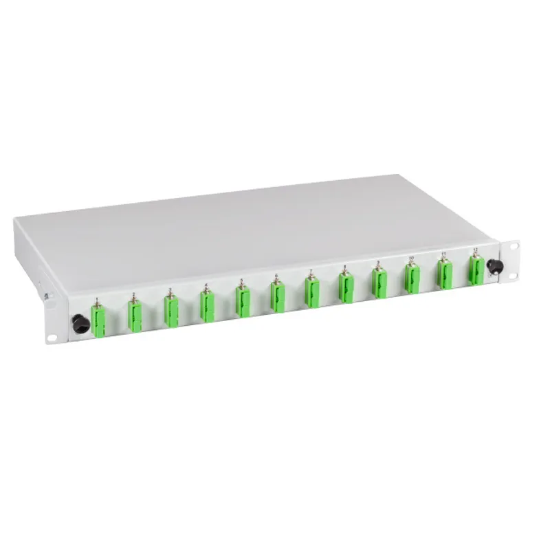 LWL-Patchpanel Spleisbox,19", 12xSC-Duplex, 50/125um OM5, ausziehbar