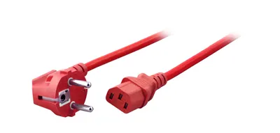 EFB Netzkabel Schutzkontakt 90°-C13 180°,rot,1.8m,3x0.75mm