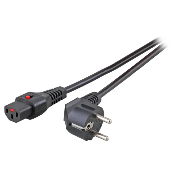EFB Netzkabel Schutzk. 90°-C13 180°,IEC Lock,sw,2.0m,3x1.00