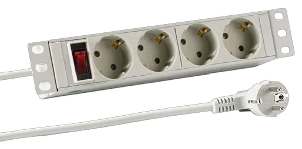 EFB 10" 1HE Steckdosenleiste 4xCEE 7/3 mit Schalter,Alu,sw