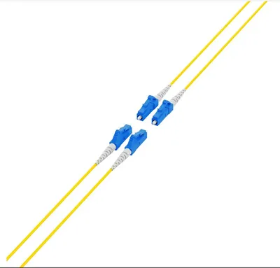 LWL-Kabel Trunkkabel U-DQ(ZN)BH 4G 9/125 LC/LC OS2 200m on drum with mirrored yellow fiber optic cables and blue LC LWL-Kabel Trunkkabel U-DQ(ZN)BH 4G 9/125 LC/LC OS2 200m on drum with mirrored yellow fiber optic cables and blue LC