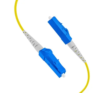 Yellow LWL-Kabel U-DQ(ZN)BH 8G OS2 80m on drum with blue LC/LC connectors and strain relief boots for high-speed fiber Yellow LWL-Kabel U-DQ(ZN)BH 8G OS2 80m on drum with blue LC/LC connectors and strain relief boots for high-speed fiber