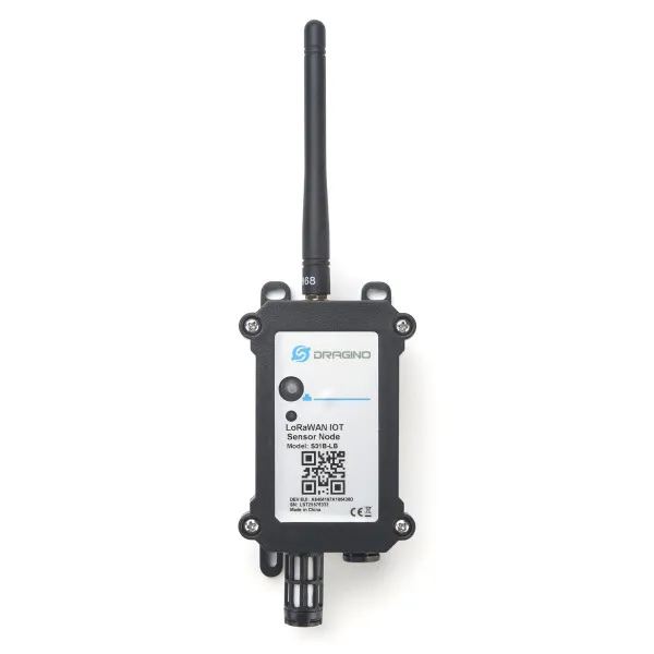 DRAGINO LoRaWAN IoT-Sensorknoten S31B-LB-EU868 für Temperatur und Luftfeuchtigkeit im Außenbereich mit Antenne und