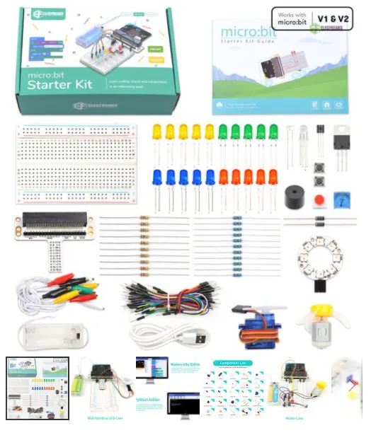 Kit ELECFREAKS micro:bit con componenti elettronici, breadboard, LED, cavi, servo, ventola e accessori per progetti Kit ELECFREAKS micro:bit con componenti elettronici, breadboard, LED, cavi, servo, ventola e accessori per progetti