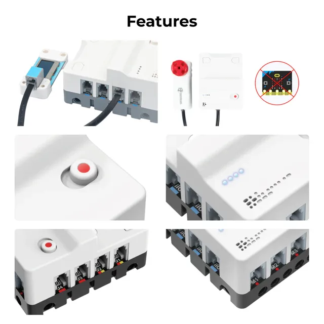 Kit ELECFREAKS micro:bit Space Science senza scheda, connettori RJ11, moduli sensori, pulsante rosso, LED e porte M1-M4 per Kit ELECFREAKS micro:bit Space Science senza scheda, connettori RJ11, moduli sensori, pulsante rosso, LED e porte M1-M4 per