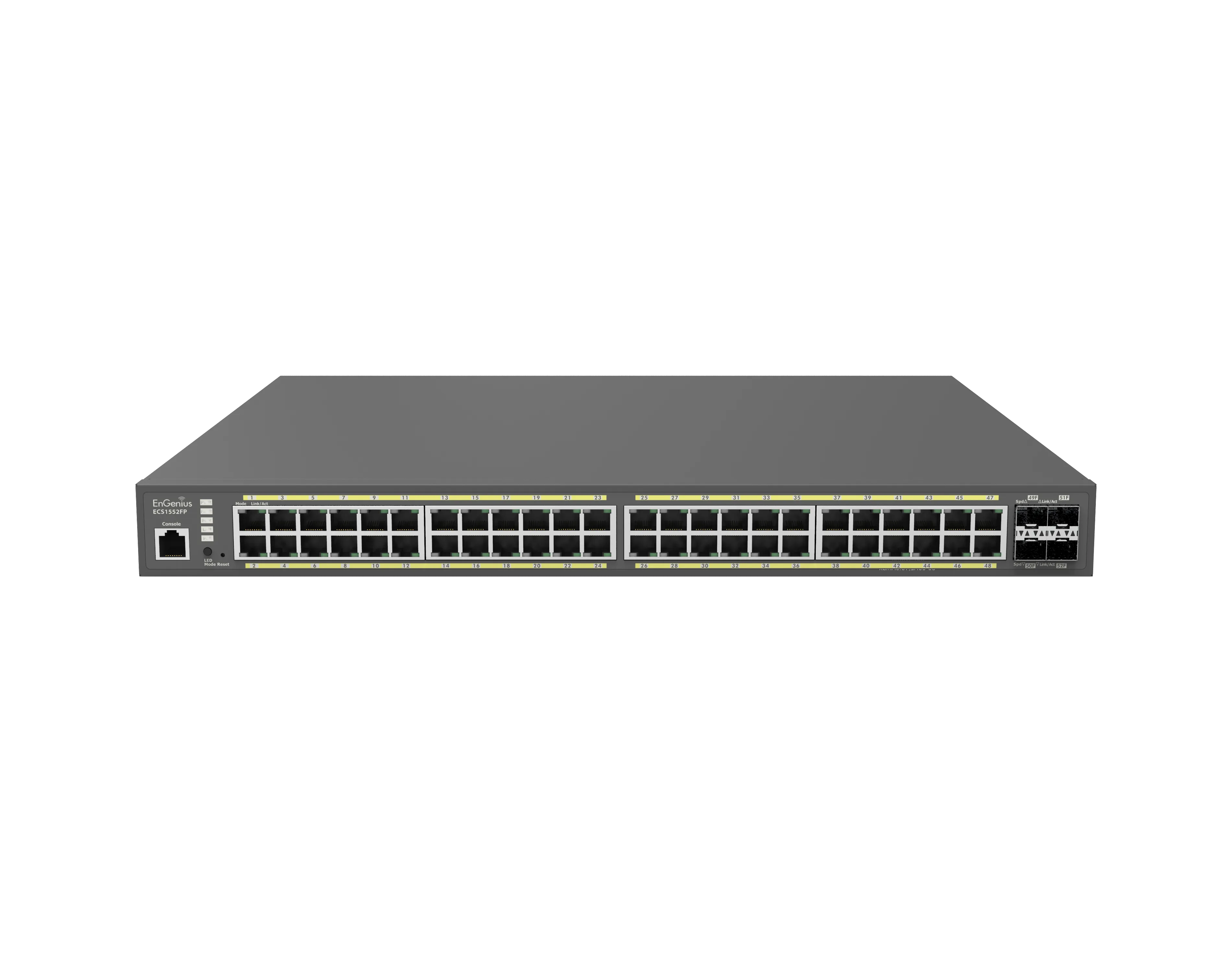EnGenius Switch full managed Layer2+ 52 Port • 48x 1 GbE • PoE Budget 740W • 48x PoE at • 4x SFP+ • 19" • ECS1552FP • EnGenius Cloud EnGenius Switch full managed Layer2+ 52 Port • 48x 1 GbE • PoE Budget 740W • 48x PoE at • 4x SFP+ • 19" • ECS1552FP • EnGenius Cloud