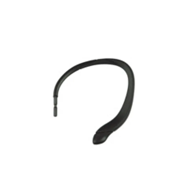 EPOS EH DW 10 B earhook with matte black curved design, metallic connector pin, and rounded housing for secure