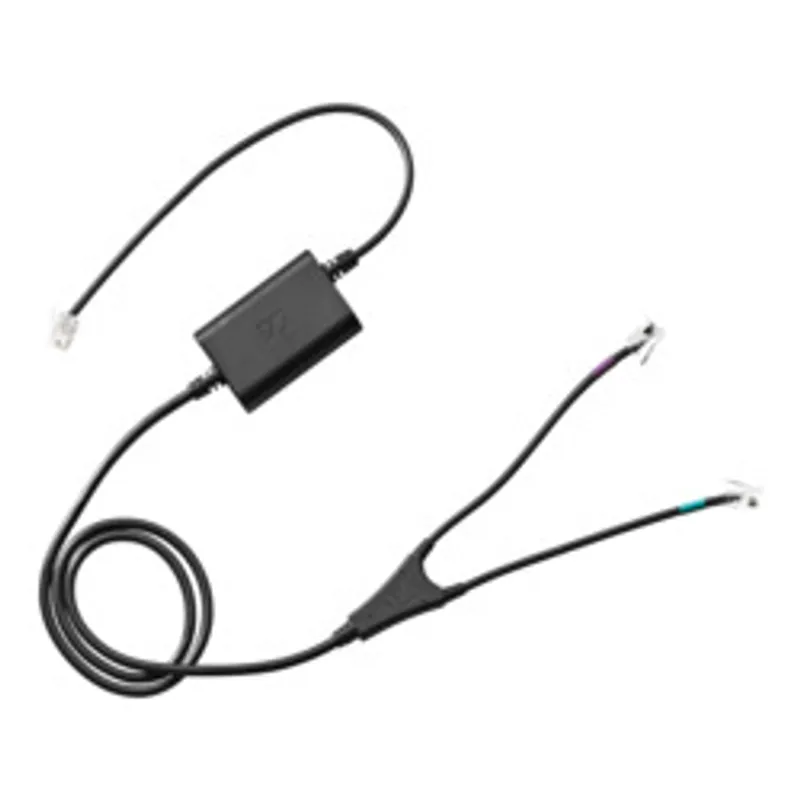 EPOS CEHS-CI 04 cable negro con módulo rectangular, conector modular transparente y bifurcación en azul y verde para
