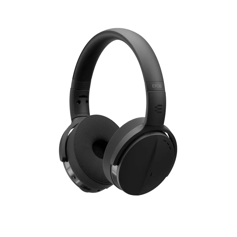 Casque audio EPOS ADAPT 561 II Double Sided noir mat vu de trois quarts montrant l’oreillette droite lisse avec logo et